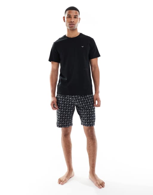 Emporio Armani - Pigiama in jersey nero con logo, 2 di 4