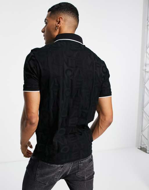 Emporio Armani - Polo avec texte imprimé en jacquard - Noir, 2 de 4