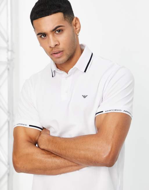 Emporio Armani Polo bianca con profili a contrasto ASOS