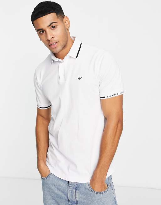 Emporio Armani Poloshirt met kraagje en manchetten met detail in