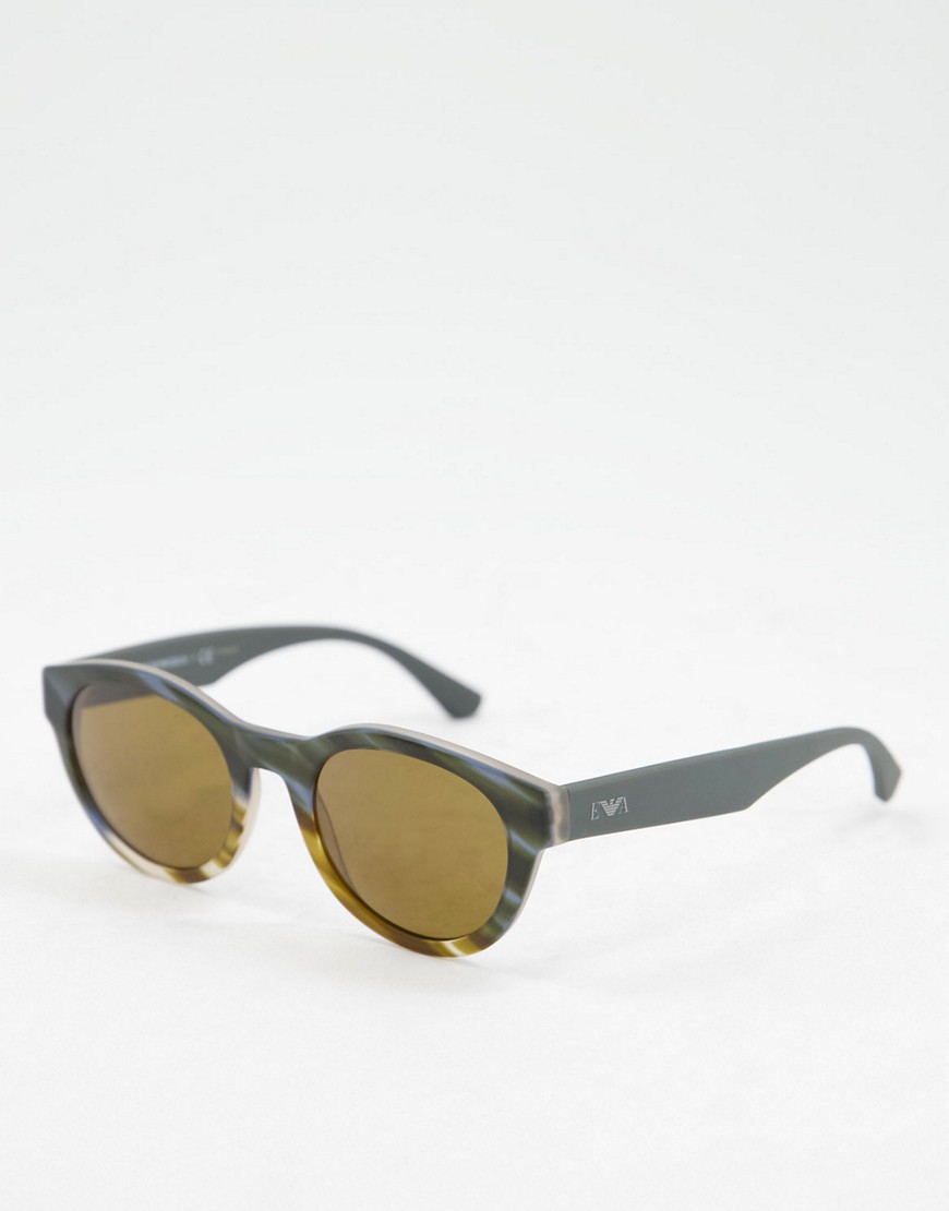 Emporio Armani round lens sunglasses-Brown
