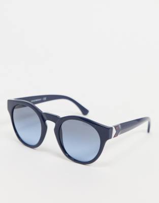 Emporio Armani Round Sunglasses In Blue-blues | ModeSens