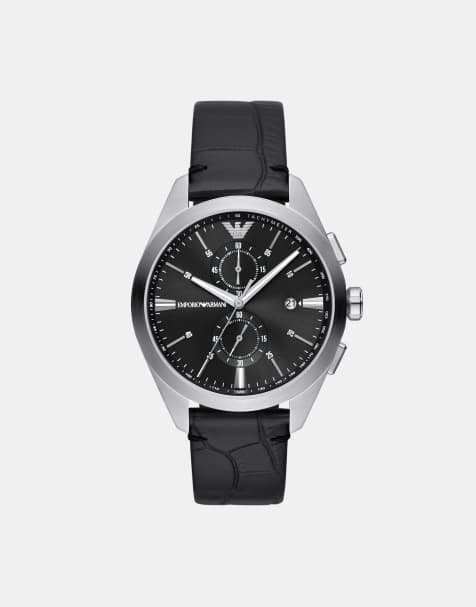 Emporio Armani 's men's chronograph, stainless steel watch in black - view 1