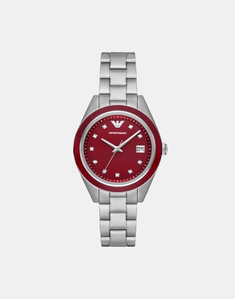 Emporio Armani 's women's three-hand date, stainless steel watch in silver - view 1