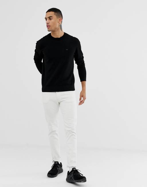 Emporio Armani – Schwarzer Pullover mit Rundhalsausschnitt und Logo, 4 von 4