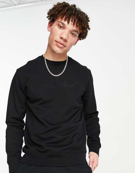 Emporio armani script logo on sale sweatshirt