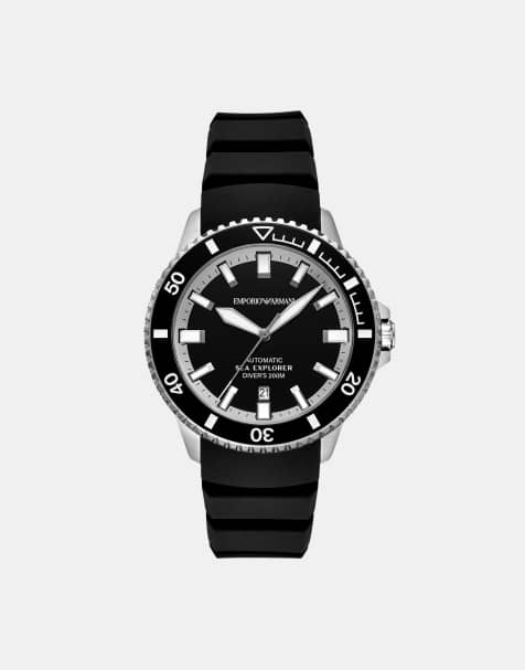Emporio Armani - Sea Explorer - Montre automatique pour homme en silicone noir - Argenté - view 1
