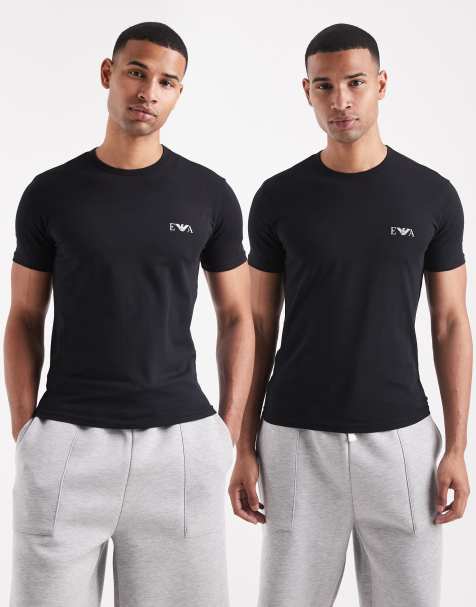 Emporio Armani - Set van 2 lounge T-shirts met korte mouwen in zwart - view 1