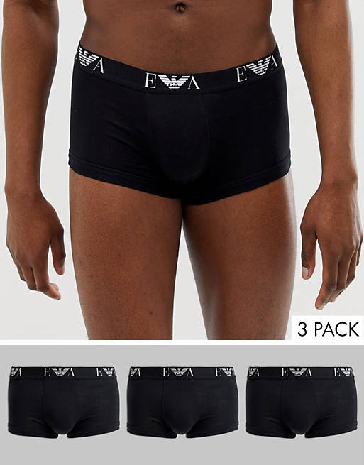 Emporio Armani - Set van 3 boxershorts met EVA-logo in zwart