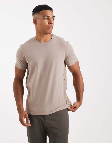 Emporio Armani short sleeve lounge t-shirt in stone - view 1