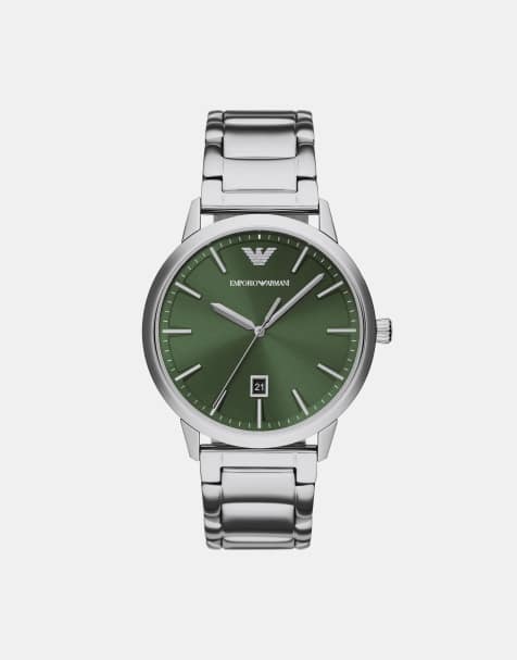 Emporio Armani – Silberfarbene Armbanduhr aus Edelstahl mit drei Zeigern und Datumsanzeige - view 1