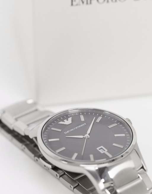 Armani silver shop watch black face