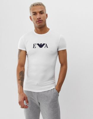 Emporio Armani - Slim-fit lounge-T-shirt met EVA-logo in wit