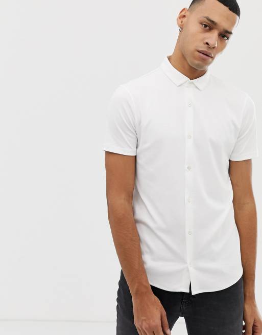 Emporio Armani slim fit short sleeve shirt in white | ASOS