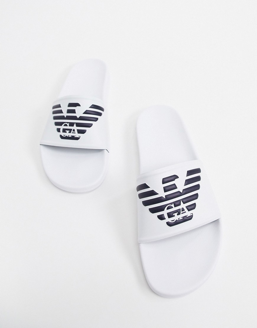 Emporio Armani - Slippers met logo met adelaar in wit