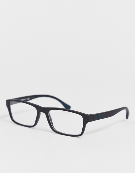 Emporio Armani square frame glasses in matte black
