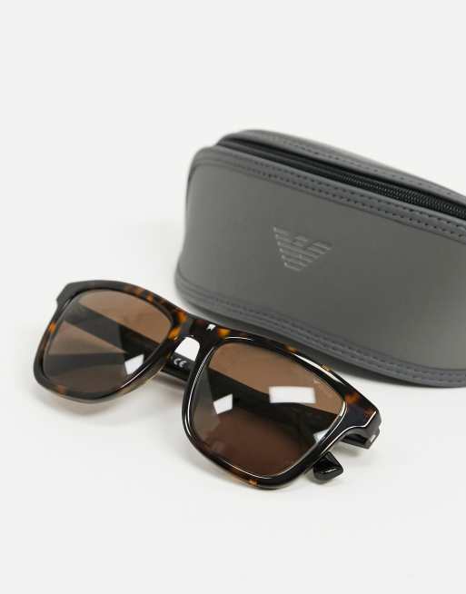 Emporio Armani square sunglasses in tortoise shell | ASOS