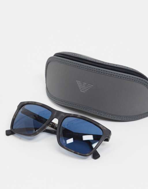 Emporio Armani square sunglasses in tortoiseshell with blue lens | ASOS