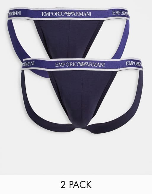 Emporio Armani – Suspensorium in Schwarz/Blau im 2er-Pack