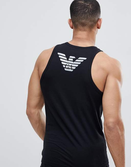 Emporio Armani – Svart linne i muscle fit med logga på ryggen