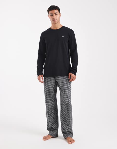Emporio Armani – Svart, rutigt pyjamasset med logga - view 1