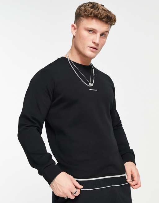 Emporio Armani sweatshirt with logo taping in black ASOS