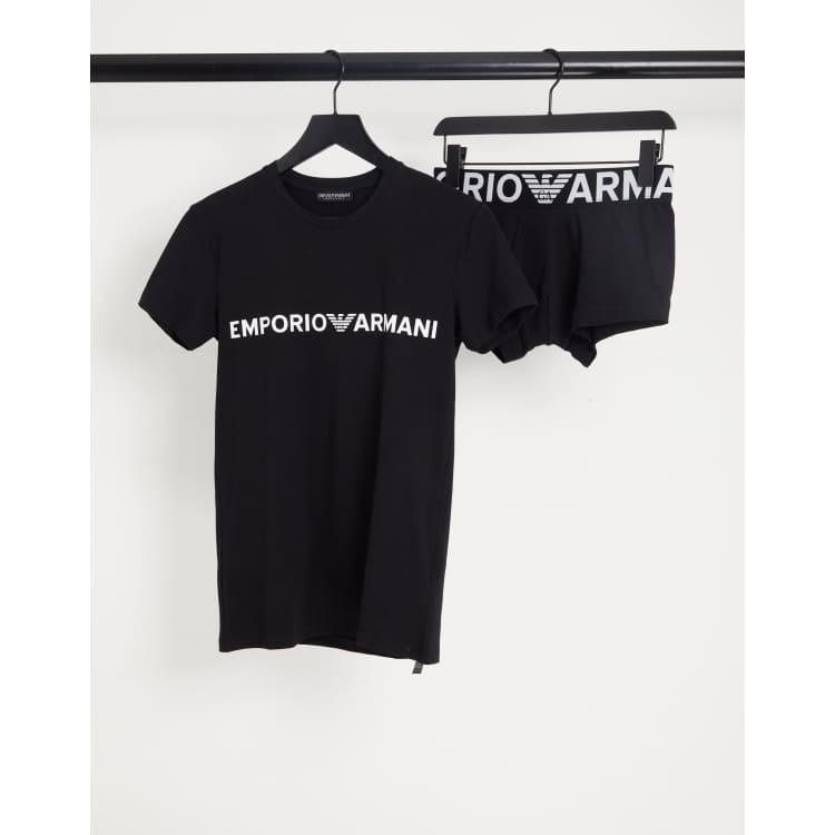 Emporio Armani t-shirt and trunk set in black | ASOS