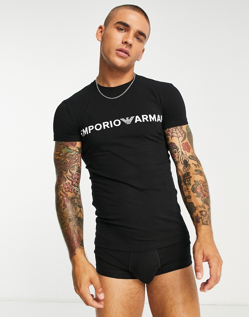 emporio armani t-shirt and trunk set in black