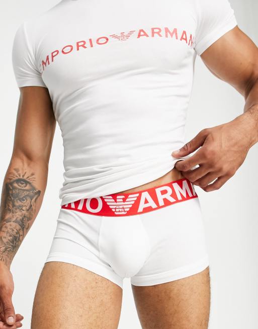 Emporio Armani t-shirt and trunk set in white 