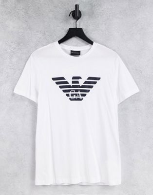 Nouveau Emporio Armani - T-shirt avec logo aigle sur la poitrine - Blanc
