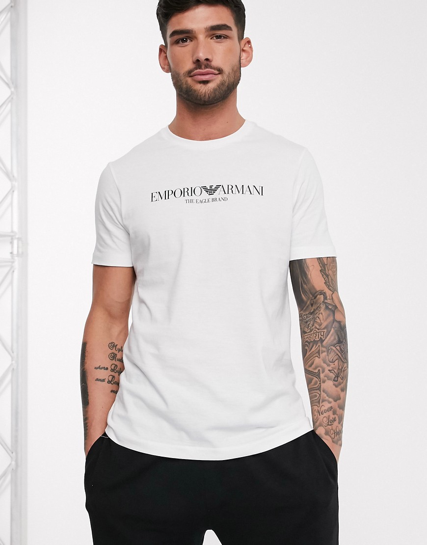 Emporio Armani - T-shirt classica con logo sul petto bianca-Bianco