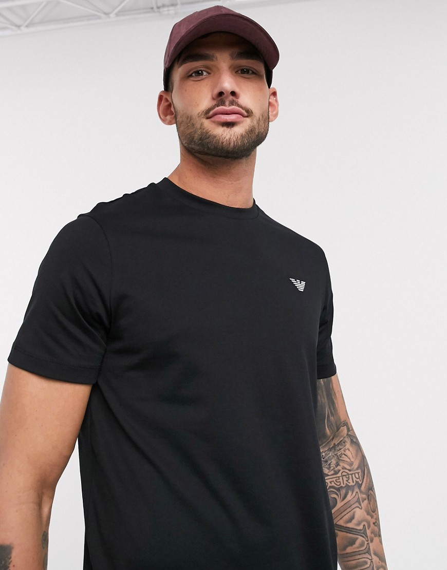 Emporio Armani - T-shirt con logo piccolo sul petto nera-Nero