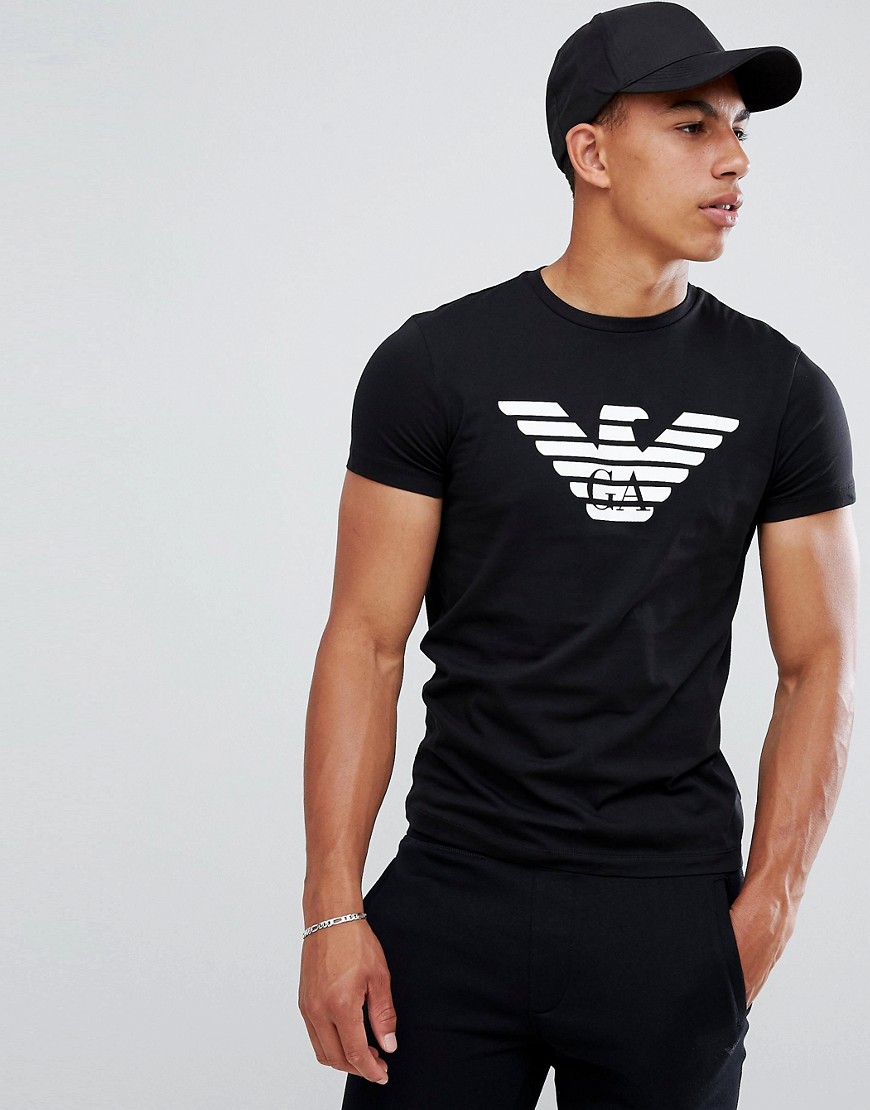 Emporio Armani - T-shirt girocollo nera con grande logo ad aquila-Nero