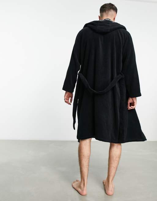 Emporio Armani taped dressing gown in black