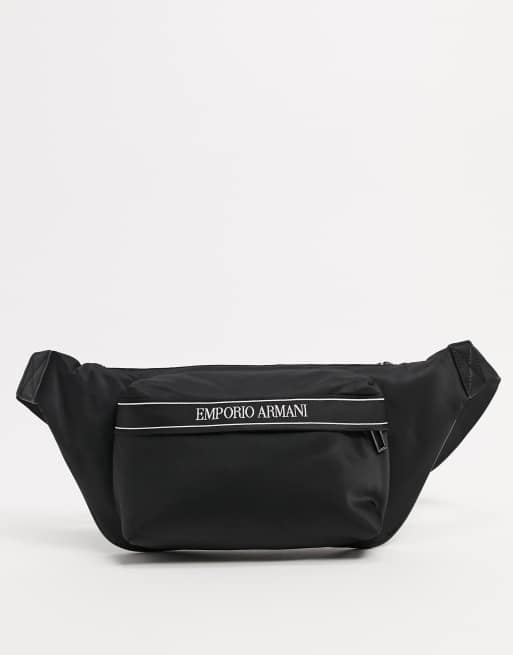 Emporio Armani taped logo bumbag in black ASOS