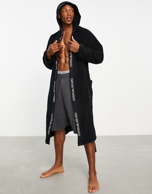 Emporio Armani taped robe in black 