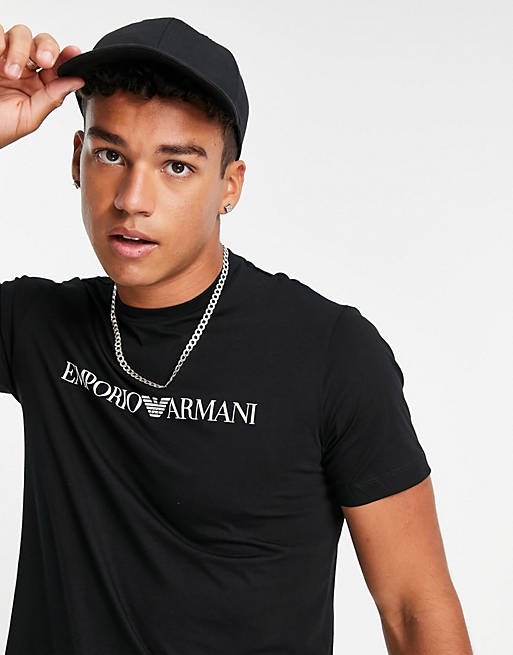 Emporio Armani text logo t-shirt in black