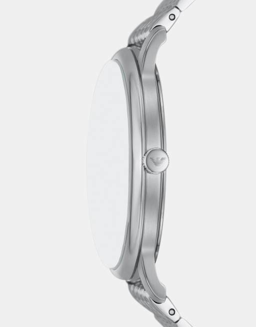 Emporio Armani Three-hand date stainless steel watch in silver, 3 of 3