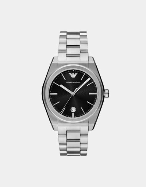 Emporio Armani Three-hand date stainless steel watch in silver - view 1