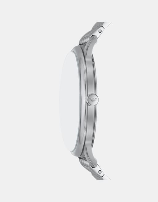 Emporio Armani Three-hand date stainless steel watch in silver, 3 of 4