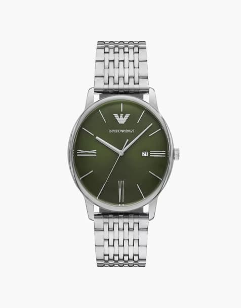 Emporio Armani Three-hand date stainless steel watch in silver - view 1