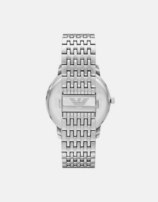 Emporio Armani Three-hand date stainless steel watch in silver, 2 of 3