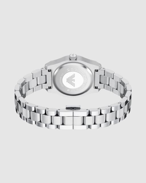 Emporio Armani Three-hand date stainless steel watch in silver, 4 of 4