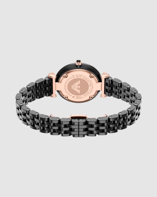 Emporio Armani Two-hand black ceramic watch in black, 4 of 4