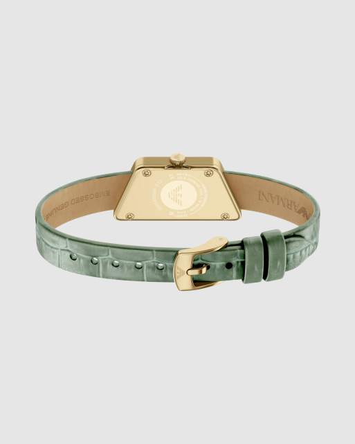 Emporio Armani Two-hand green leather watch in gold, 4 of 4