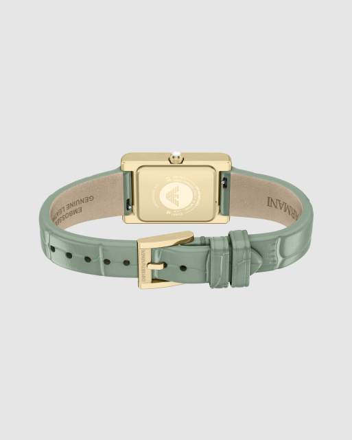 Emporio Armani Two-hand green leather watch in gold, 4 of 4