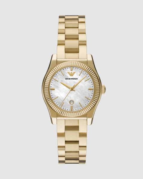 Emporio Armani Women's three-hand date gold-tone stainless steel watch, ar11793 in gold - view 1
