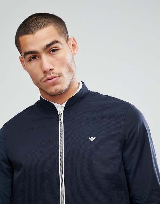 Emporio Armani zip through bomber jacket in navy ASOS