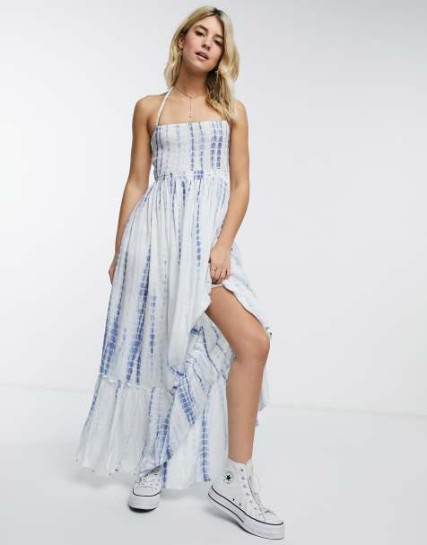 En Crème maxi tiered cami smock dress in tie-dye - view 1
