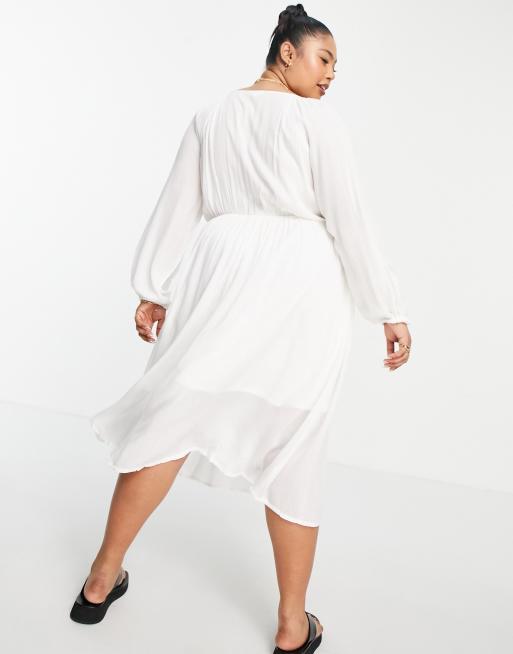 En Crème Plus – Langärmliges, gesmoktes Maxikleid mit Stickerei, 2 von 4
